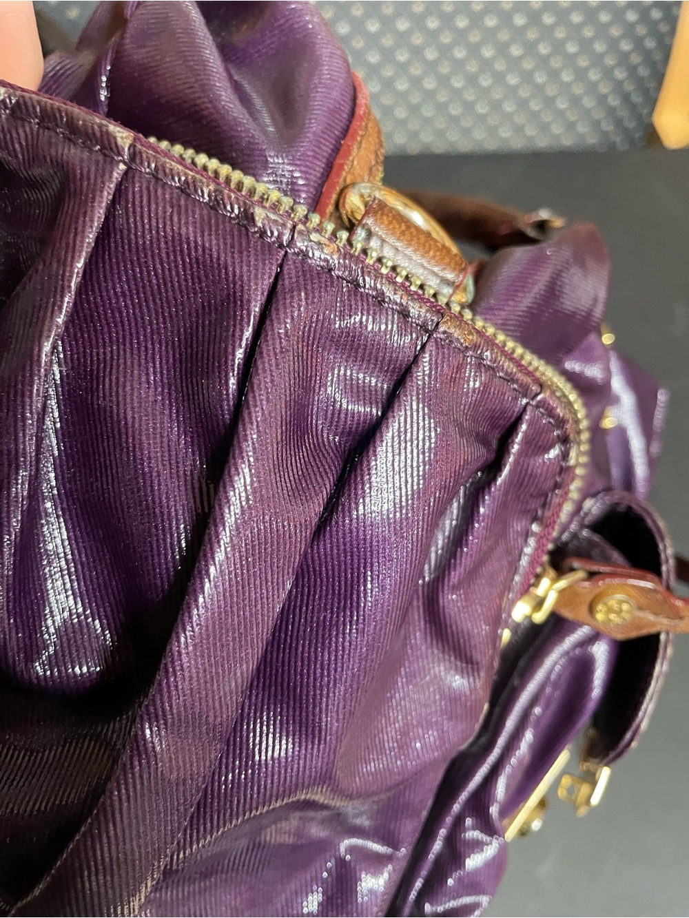 MZ Wallace Clara Satchel in Plum Slicker with Gold Tone Hardware - Picture 9 of 16